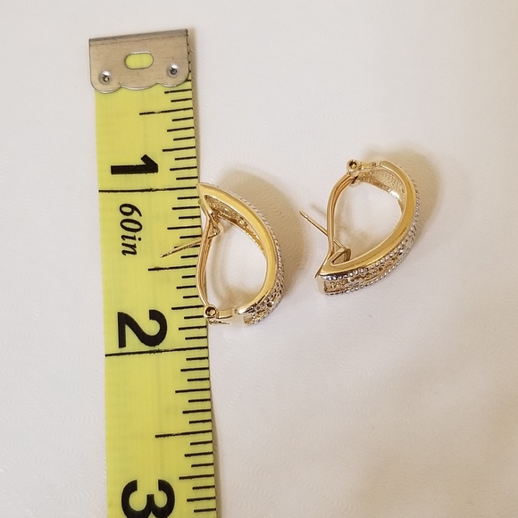 14k Diamond French Clip Hoops Earrings - Picture 9 of 13